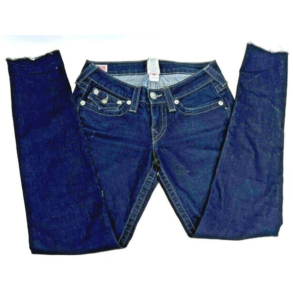 True Religion Denim - True Religion World Tour Jodie Womens Jeans Size 27 Stretch Denim Raw Hem Dark W